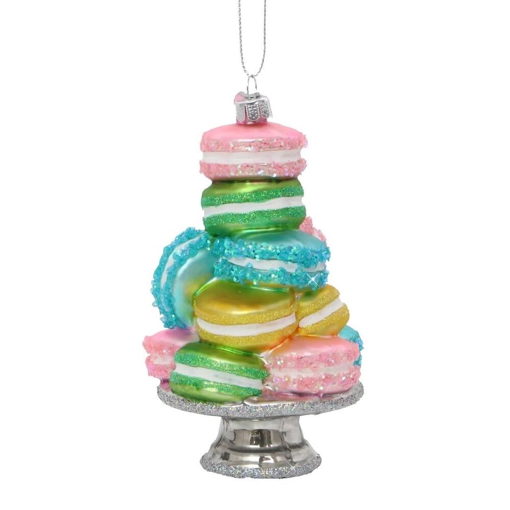Nobel Gems Stacked Macaroon Sweet Tooth Molded Blown Glass Christmas Ornament